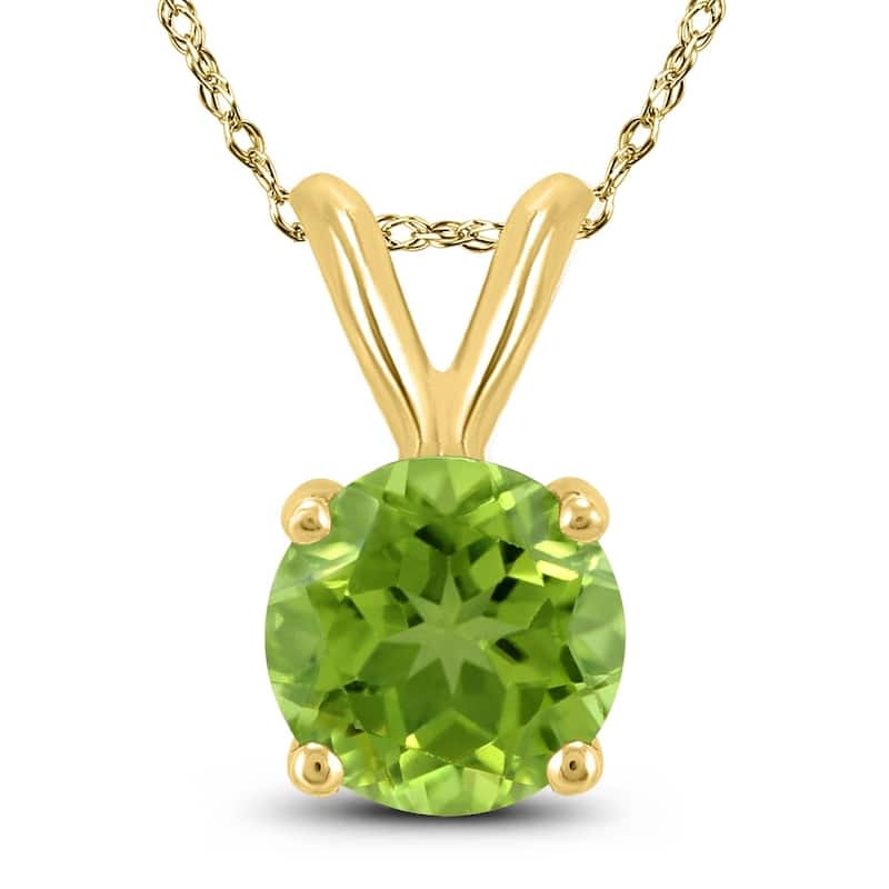 14K Yellow Gold 5MM Round Peridot Pendant