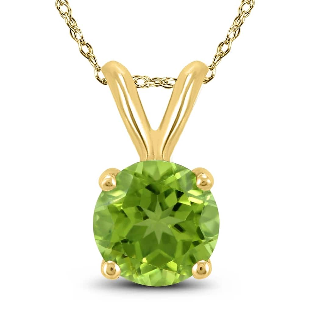 14K Yellow Gold 5MM Round Peridot Pendant
