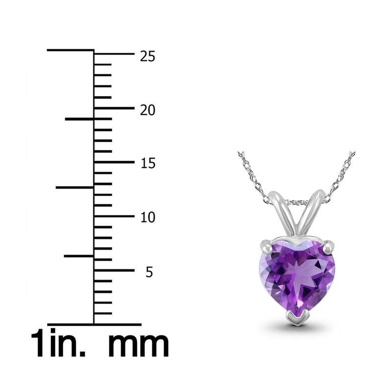 14K White Gold 7MM Heart Amethyst Pendant