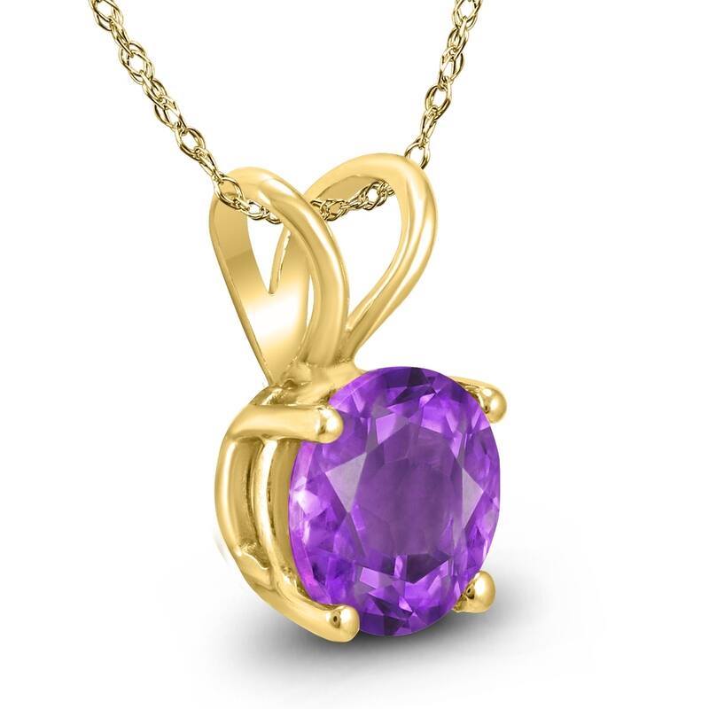 14K Yellow Gold 5MM Round Amethyst Pendant