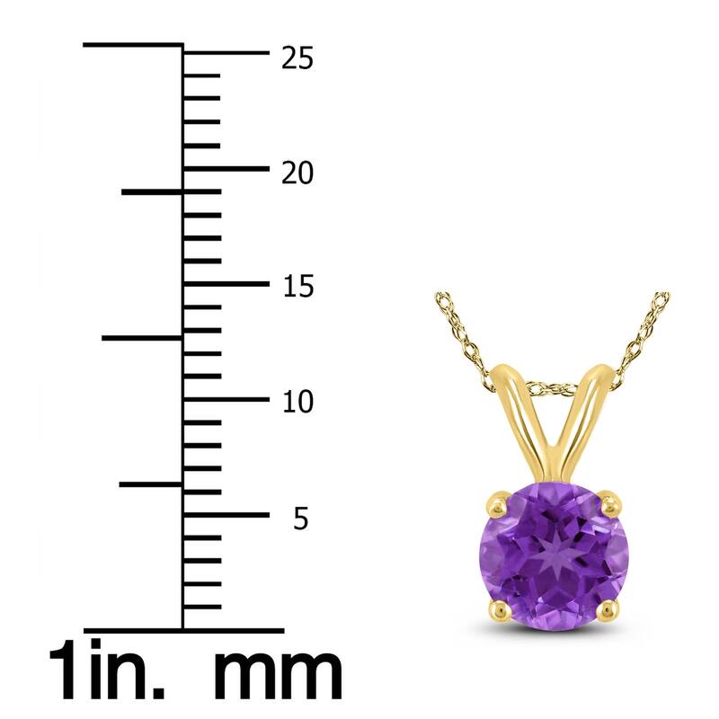 14K Yellow Gold 5MM Round Amethyst Pendant