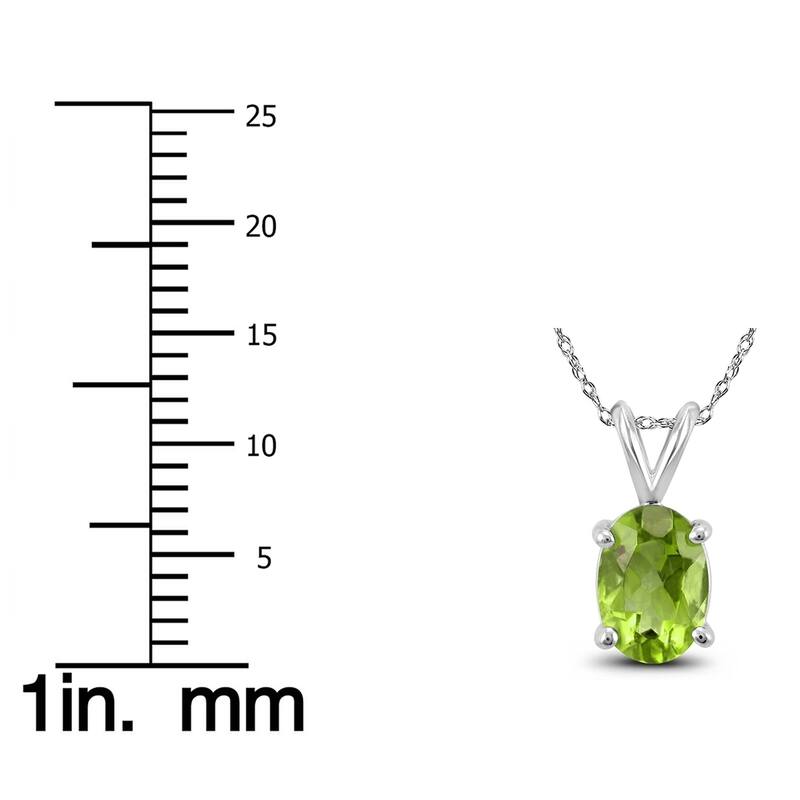 14K White Gold 7x5MM Oval Peridot Pendant