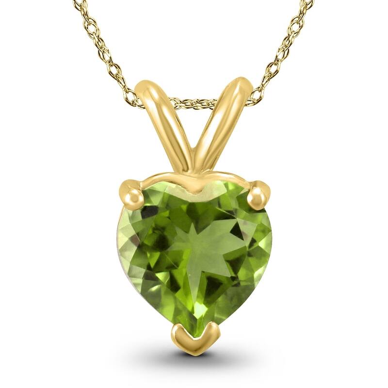 14K Yellow Gold 5MM Heart Peridot Pendant