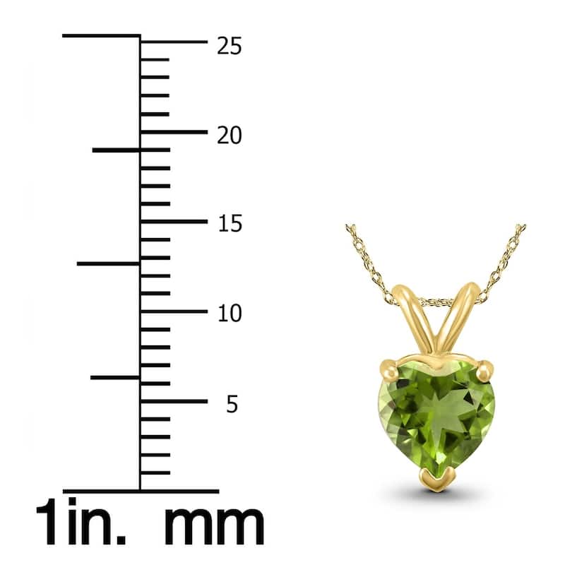 14K Yellow Gold 5MM Heart Peridot Pendant