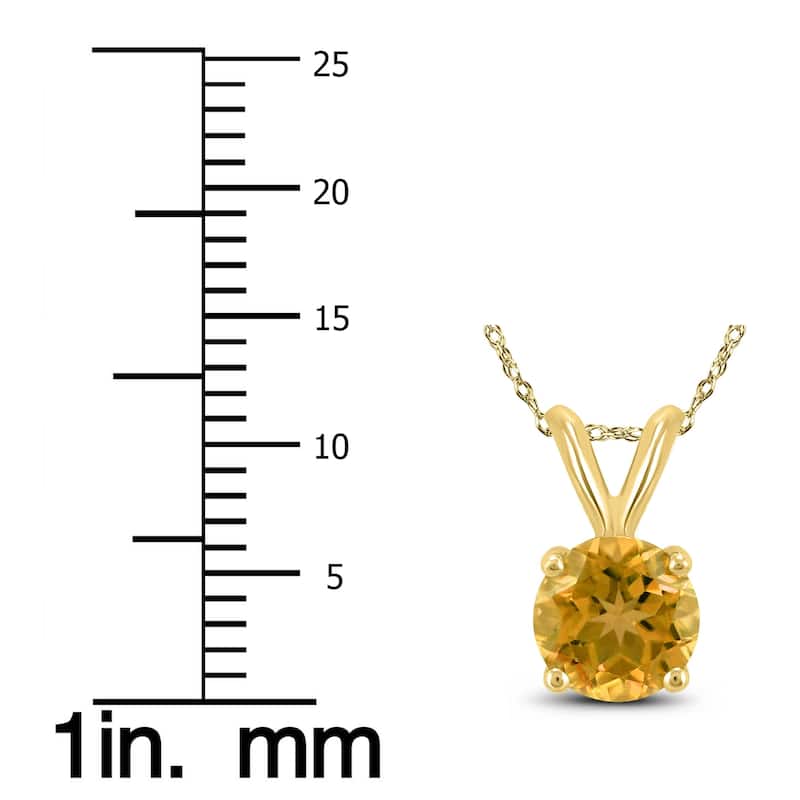 14K Yellow Gold 5MM Round Citrine Pendant