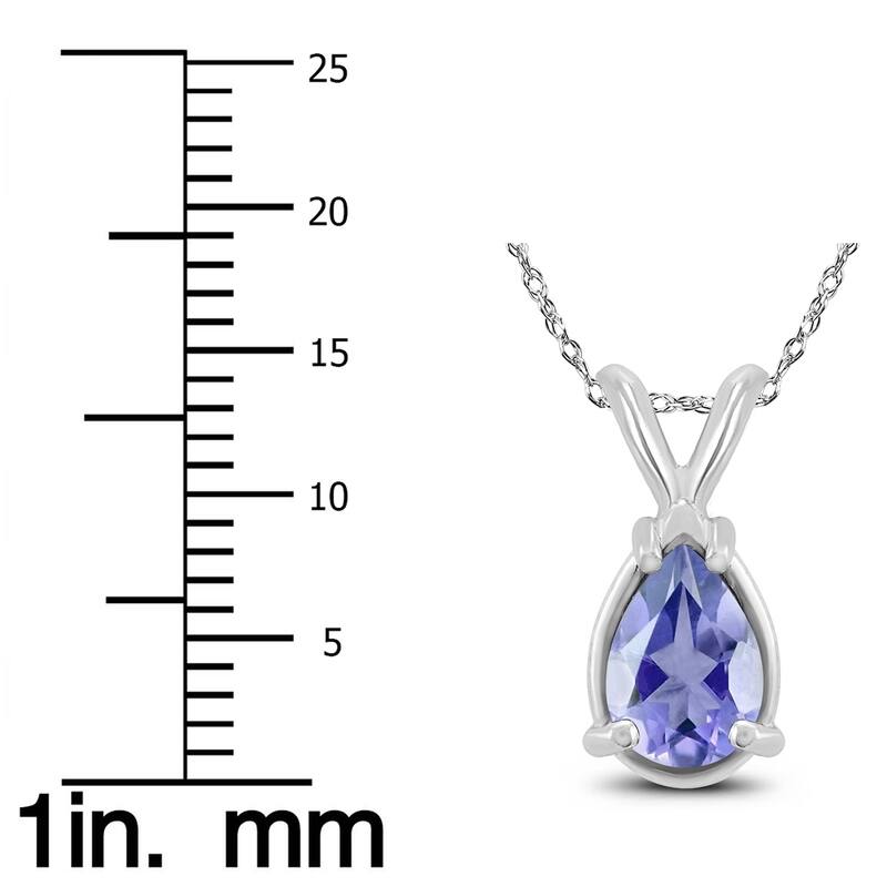 14K White Gold 6x4MM Pear Tanzanite Pendant