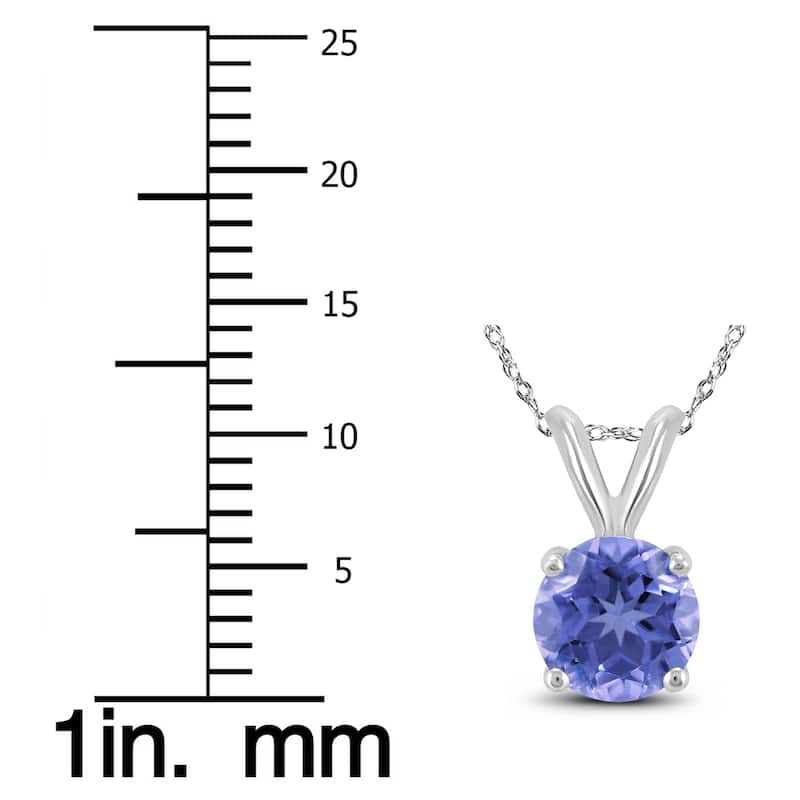 14K White Gold 4MM Round Tanzanite Pendant
