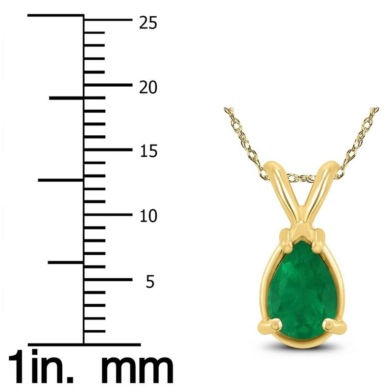 14K Yellow Gold 5x3MM Pear Emerald Pendant