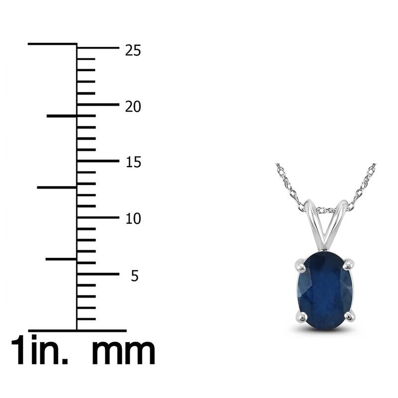 14K White Gold 6x4MM Oval Sapphire Pendant