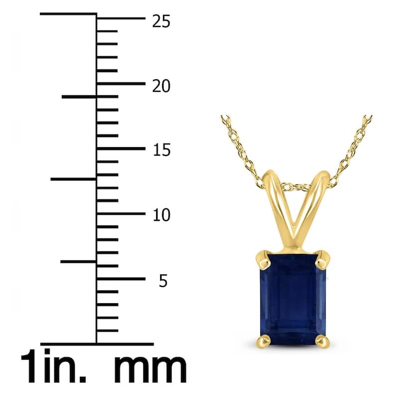 14K Yellow Gold 5x3MM Emerald Shaped Sapphire Pendant
