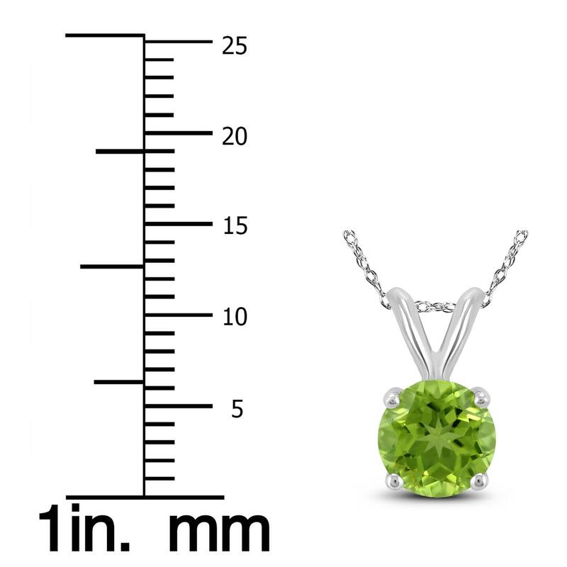 14K White Gold 5MM Round Peridot Pendant