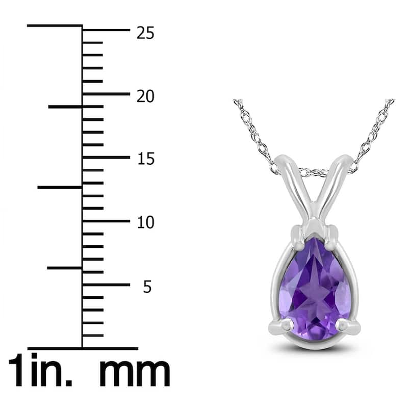 14K White Gold 7x5MM Pear Amethyst Pendant