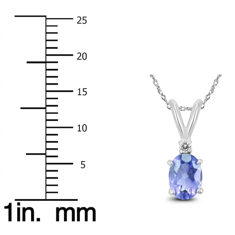 14K White Gold 5x3MM Oval Tanzanite and Diamond Pendant
