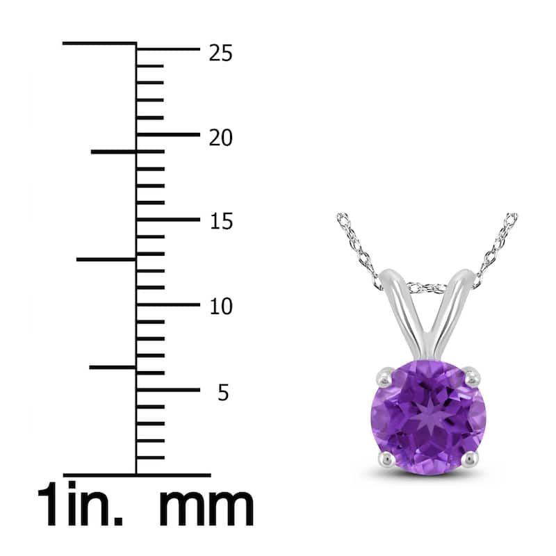 14K White Gold 6MM Round Amethyst Pendant