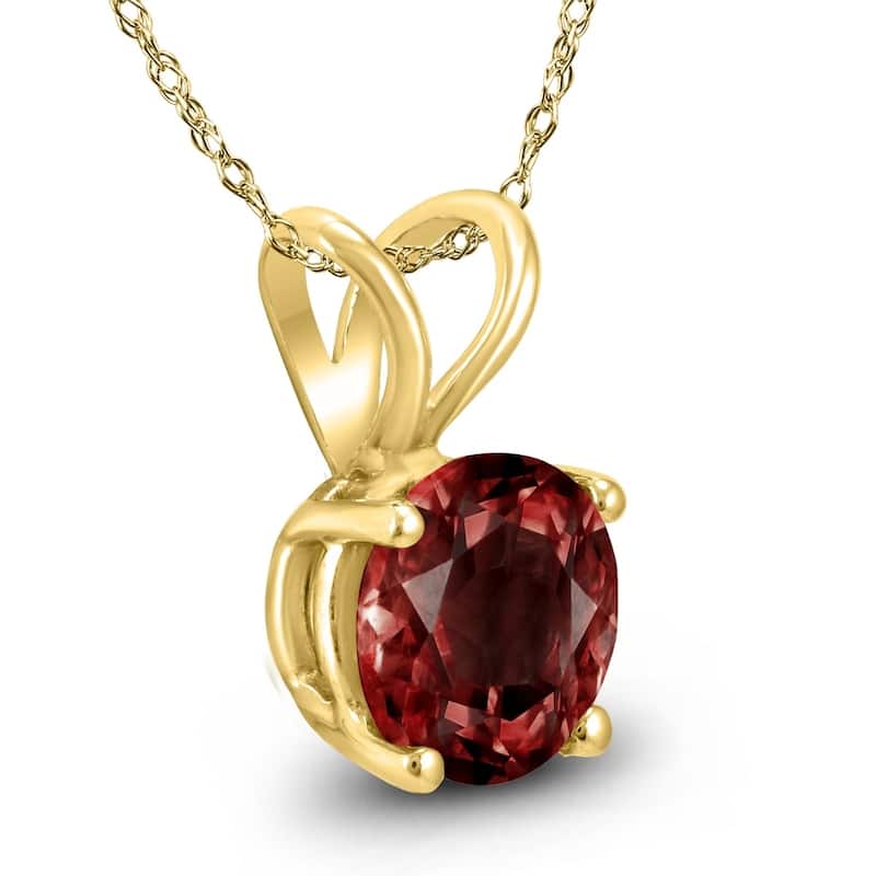 14K Yellow Gold 5MM Round Garnet Pendant