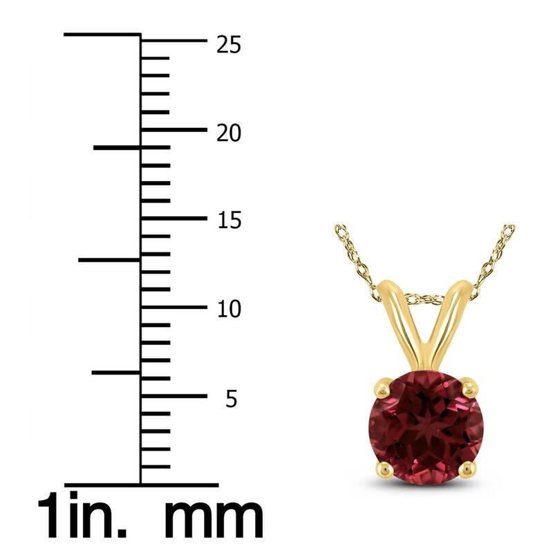 14K Yellow Gold 5MM Round Garnet Pendant