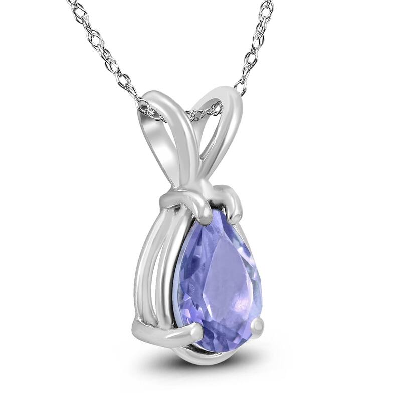 14K White Gold 5x3MM Pear Tanzanite Pendant