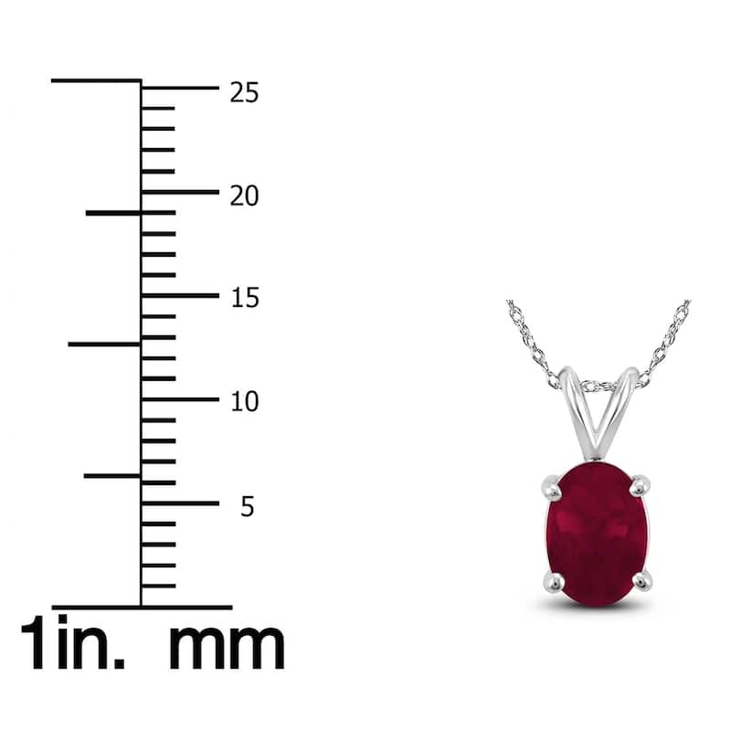 14K White Gold 6x4MM Oval Ruby Pendant