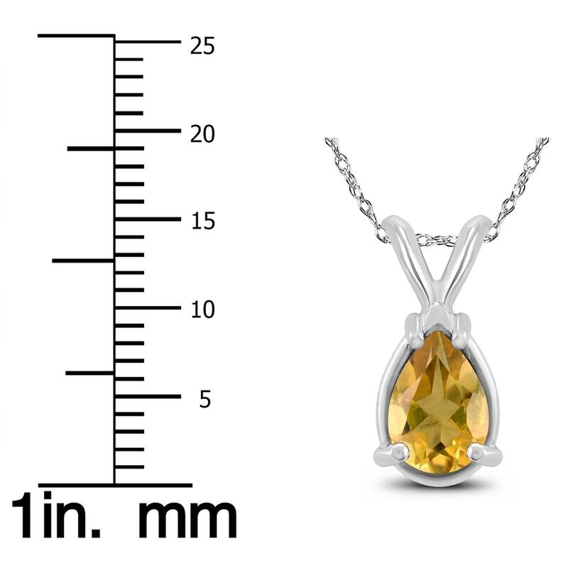 14K White Gold 7x5MM Pear Citrine Pendant