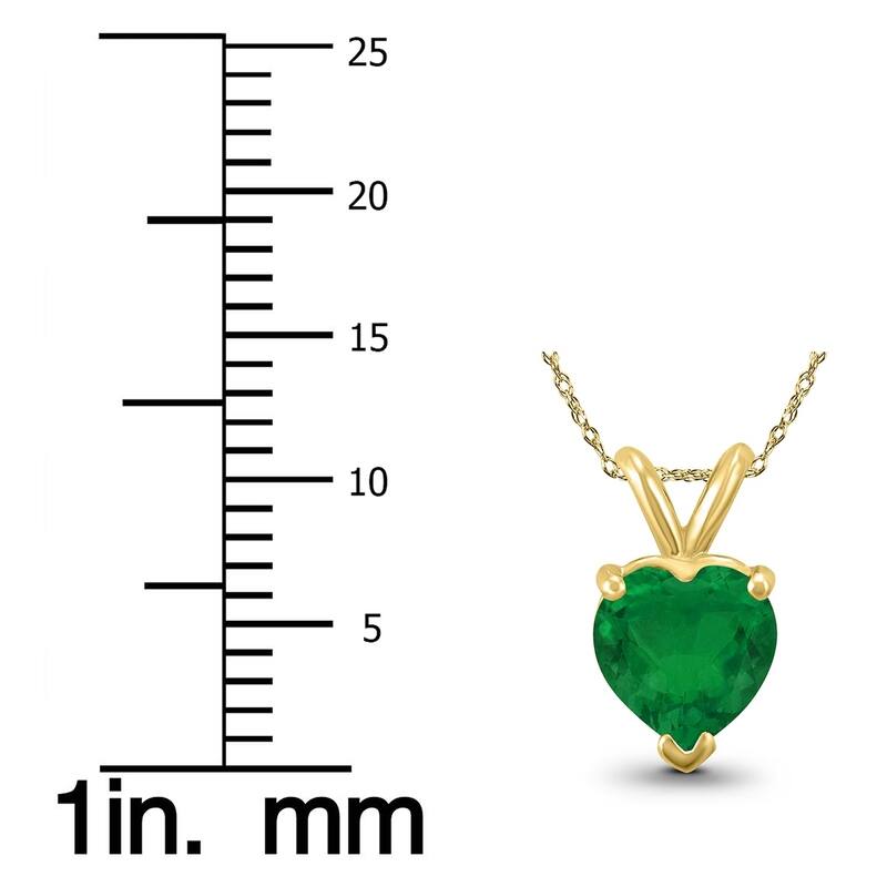 14K Yellow Gold 4MM Heart Emerald Pendant