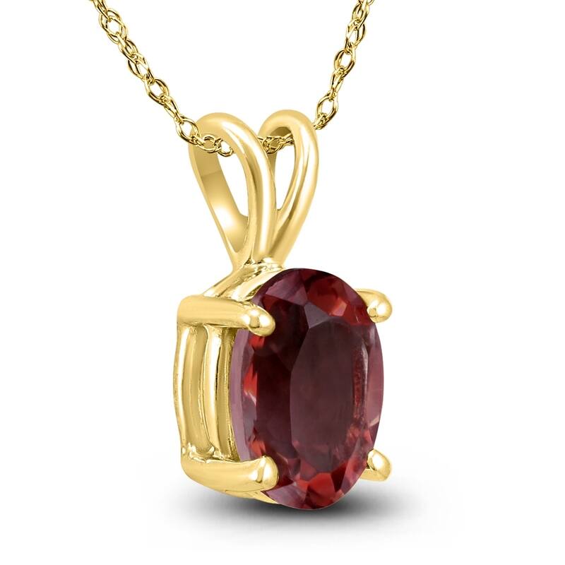 14K Yellow Gold 8x6MM Oval Garnet Pendant