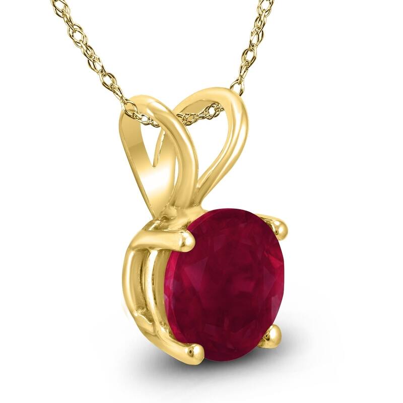 14K Yellow Gold 4MM Round Ruby Pendant