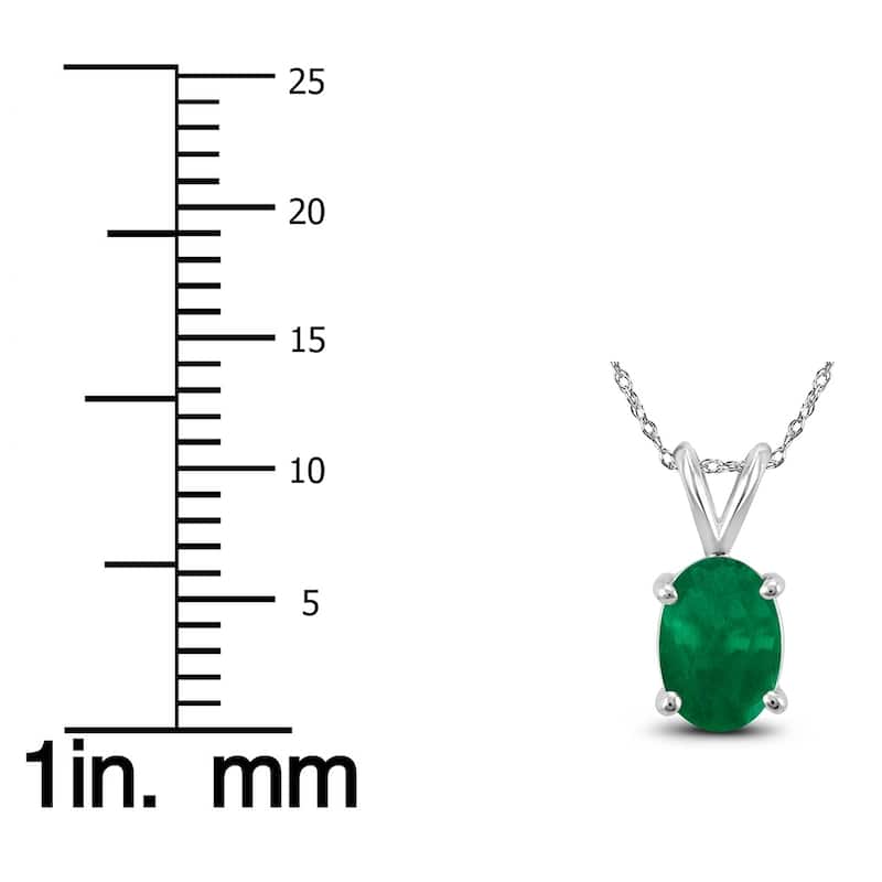 14K White Gold 5x3MM Oval Emerald Pendant