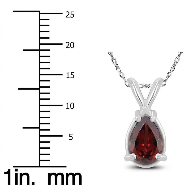 14K White Gold 6x4MM Pear Garnet Pendant