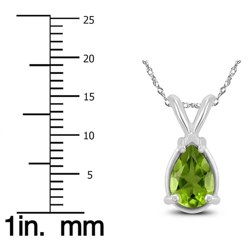 14K White Gold 7x5MM Pear Peridot Pendant
