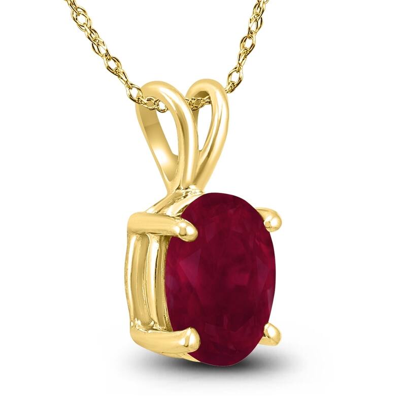 14K Yellow Gold 5x3MM Oval Ruby Pendant