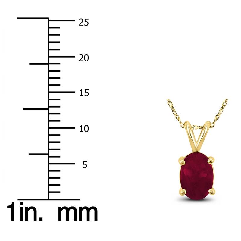 14K Yellow Gold 5x3MM Oval Ruby Pendant