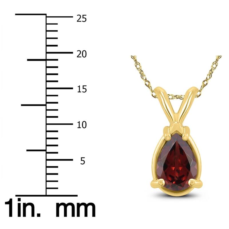 14K Yellow Gold 7x5MM Pear Garnet Pendant