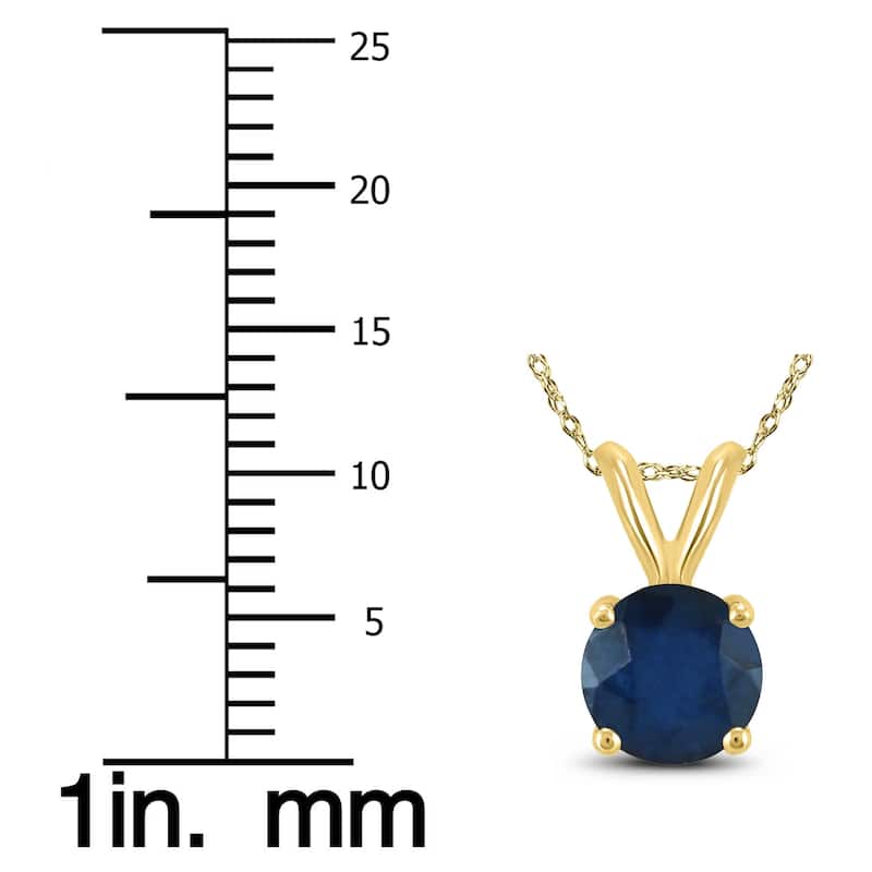 14K Yellow Gold 4MM Round Sapphire Pendant