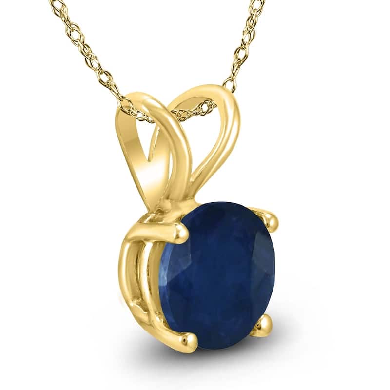 14K Yellow Gold 4MM Round Sapphire Pendant