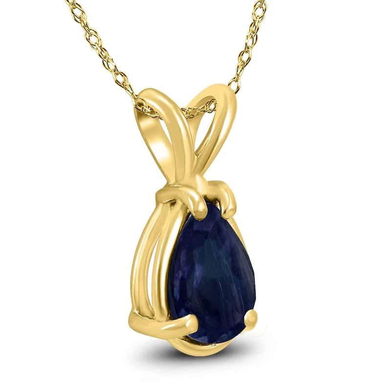 14K Yellow Gold 5x3MM Pear Sapphire Pendant
