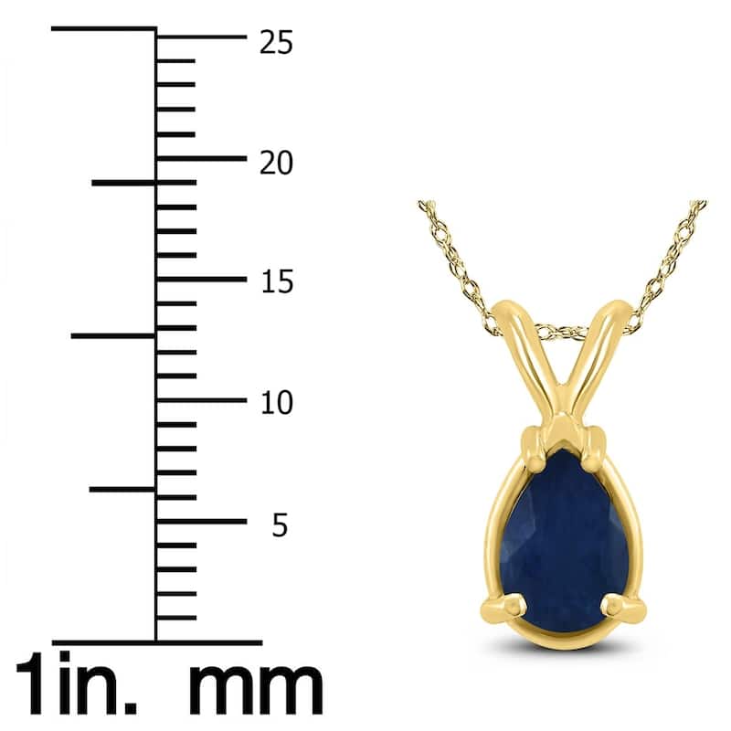 14K Yellow Gold 5x3MM Pear Sapphire Pendant