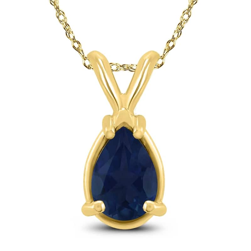 14K Yellow Gold 5x3MM Pear Sapphire Pendant