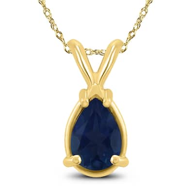 14K Yellow Gold 5x3MM Pear Sapphire Pendant