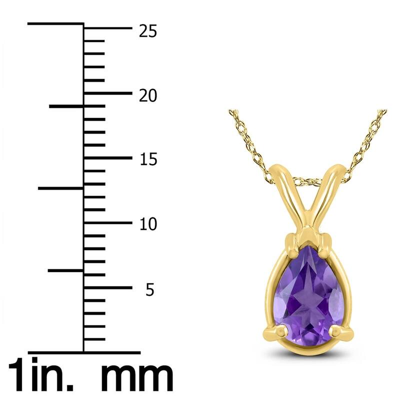 14K Yellow Gold 6x4MM Pear Amethyst Pendant