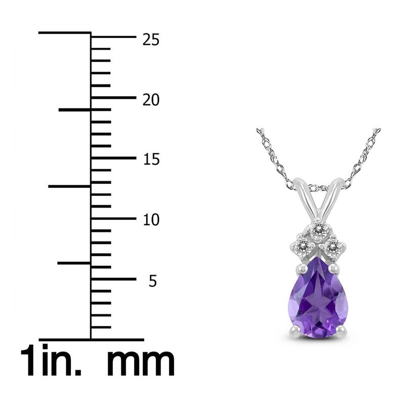 14K White Gold 6x4MM Pear Tanzanite and Diamond Pendant