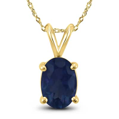 14K Yellow Gold 5x3MM Oval Sapphire Pendant