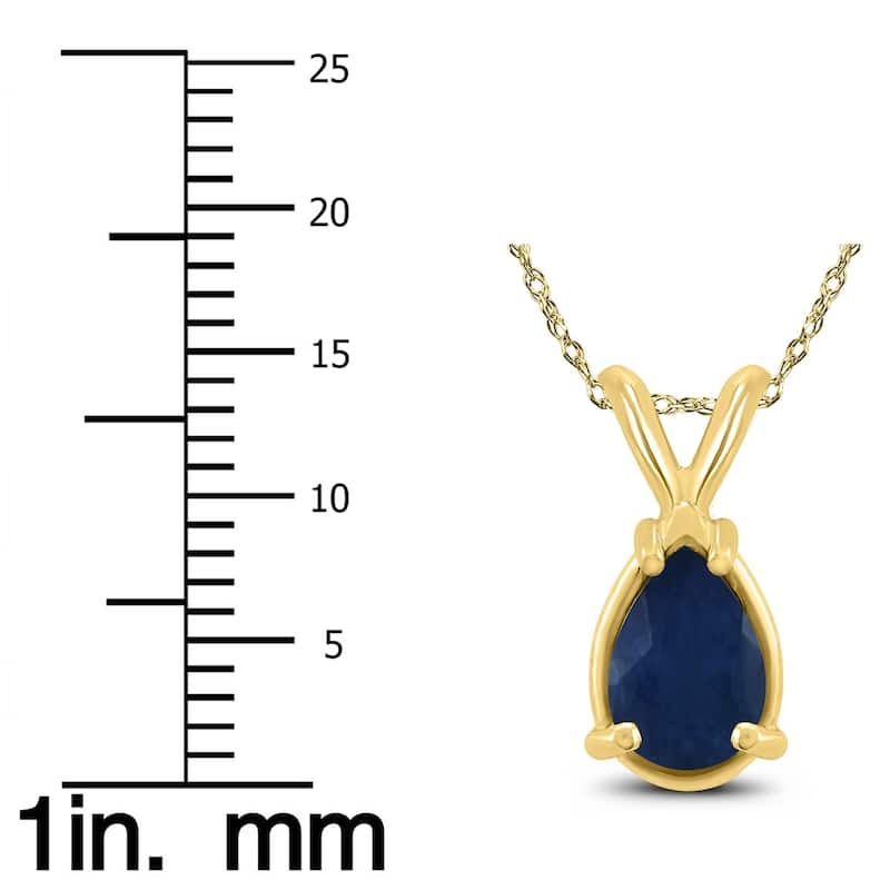 14K Yellow Gold 6x4MM Pear Sapphire Pendant