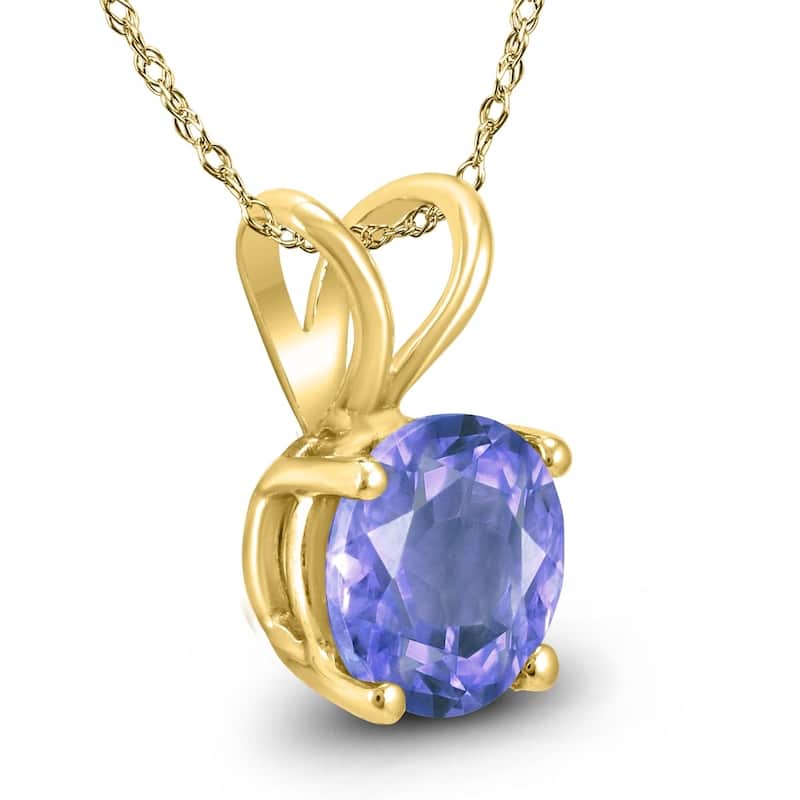 14K Yellow Gold 5MM Round Tanzanite Pendant