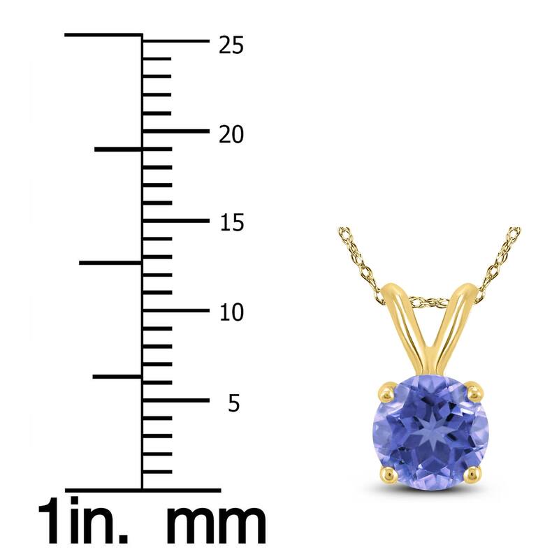 14K Yellow Gold 5MM Round Tanzanite Pendant