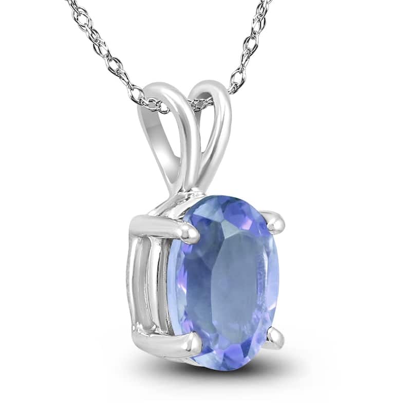 14K White Gold 5x3MM Oval Tanzanite Pendant