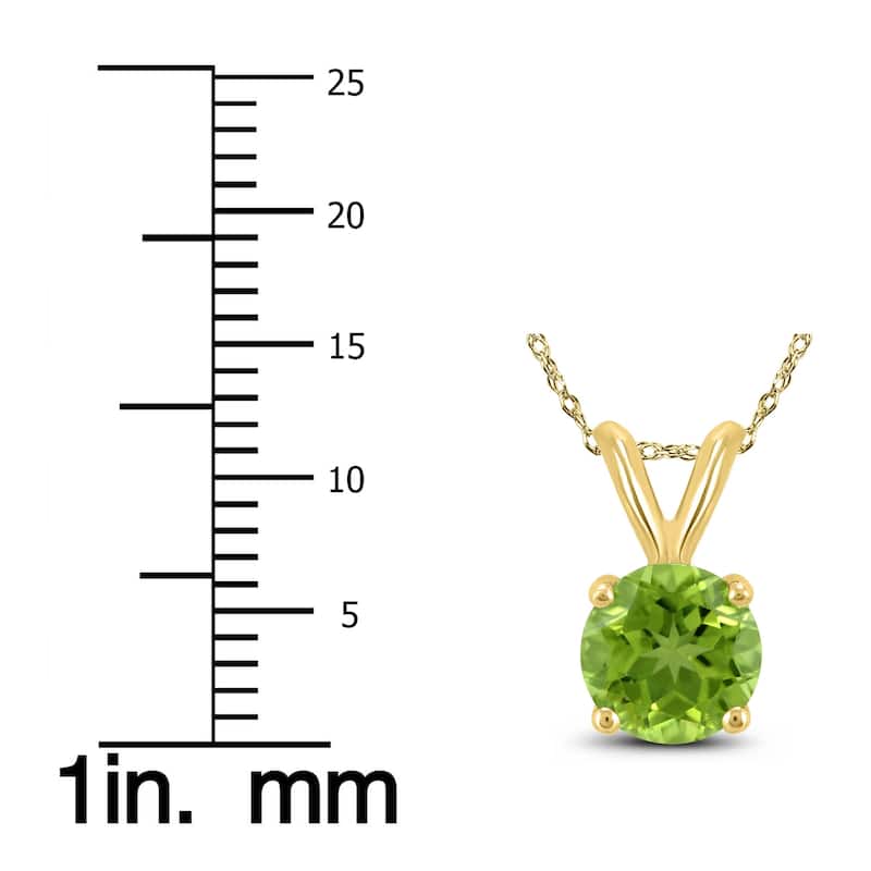 14K Yellow Gold 6MM Round Peridot Pendant