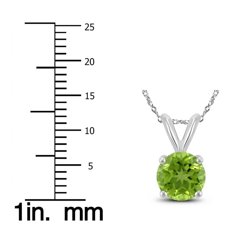 14K White Gold 7MM Round Peridot Pendant