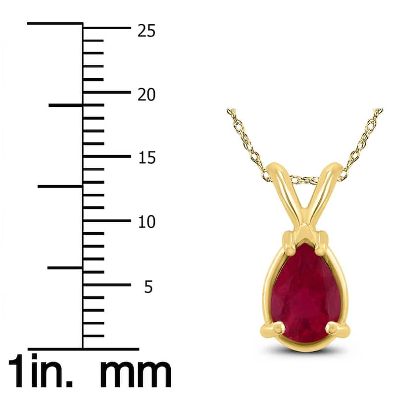 14K Yellow Gold 6x4MM Pear Ruby Pendant