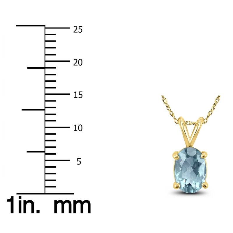14K Yellow Gold 6x4MM Oval Aquamarine Pendant