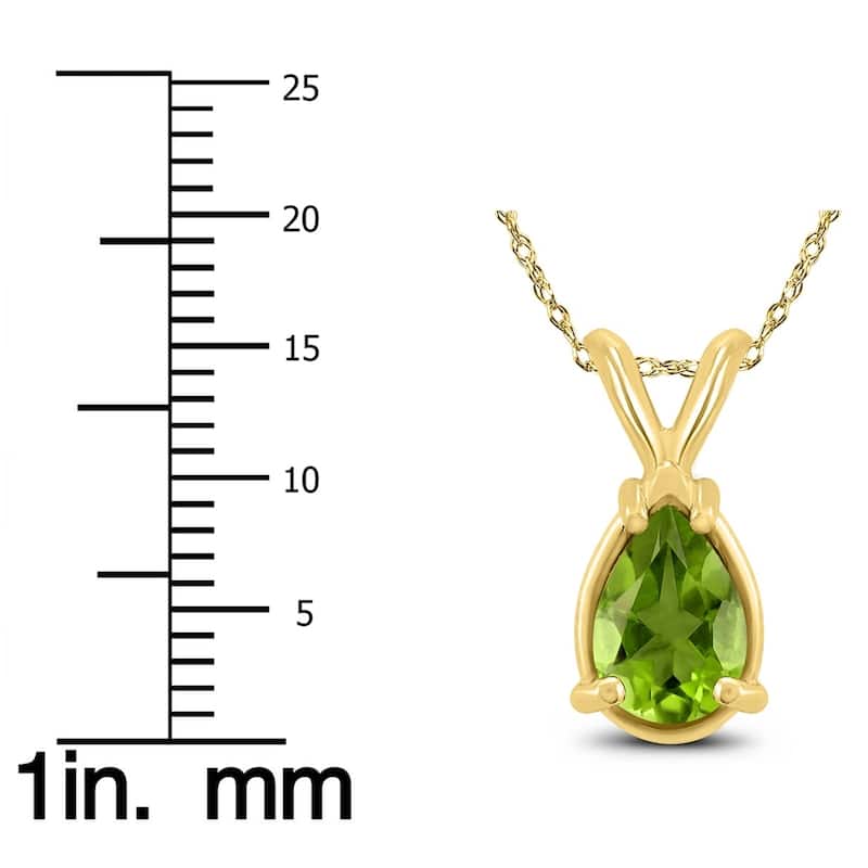 14K Yellow Gold 8x6MM Pear Peridot Pendant
